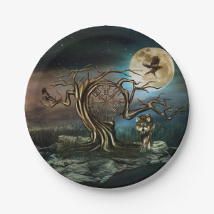 Landschap Vegvisir Tree Moon Papieren Bordje