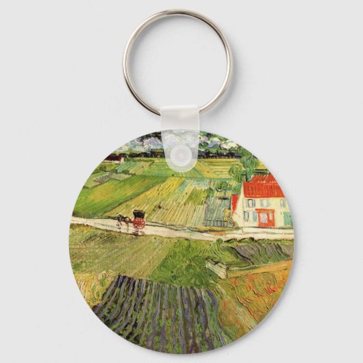 Landschap, vervoer en trein door Vincent van Gogh Sleutelhanger (Voorkant)