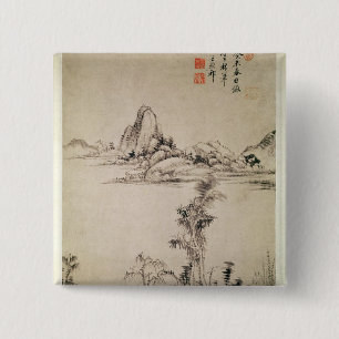 Landschap Vierkante Button 5,1 Cm