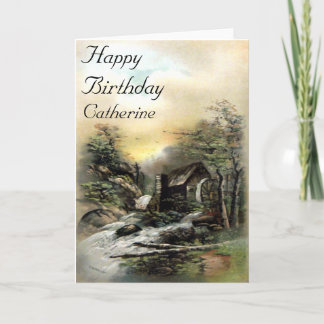  landschap Watermill Birthday Card Kaart