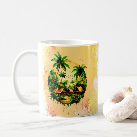 Landschap waterverf schilderen koffiemok (Met donut)