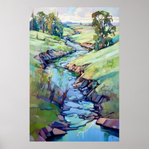 Landschap Waterverf schilderij Poster