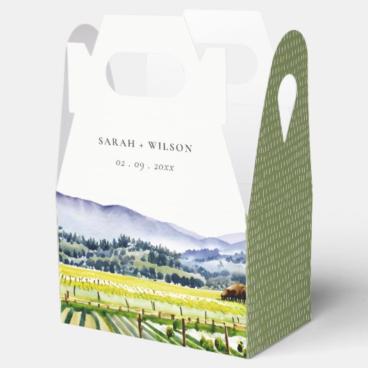 Landschap Weddenschap tussen de Waterverf van Napa Bedankdoosjes (Geopend)