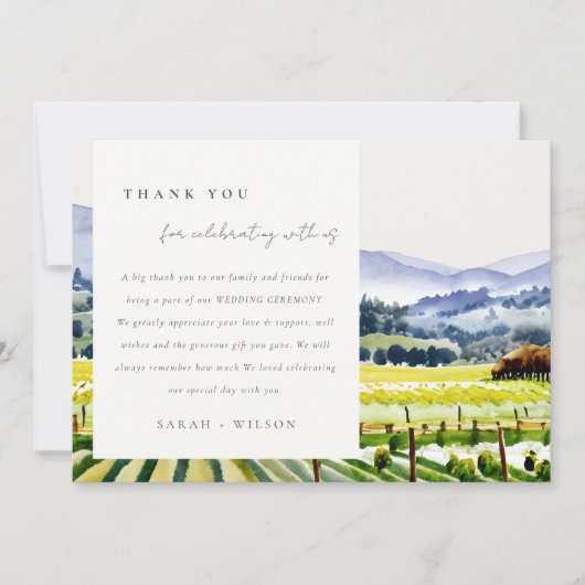 Landschap Weddenschap tussen de Waterverf van Napa Bedankkaart (Voorkant)