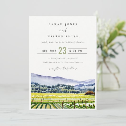 Landschap Weddenschap tussen de Waterverf van Napa Kaart (Staand voorkant)