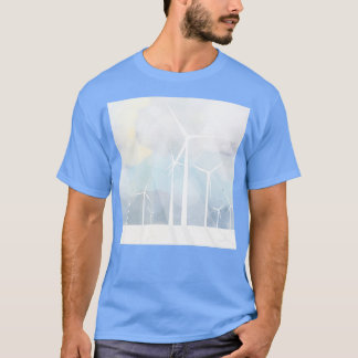 Landschap wind turbine sun blue sky t-shirt