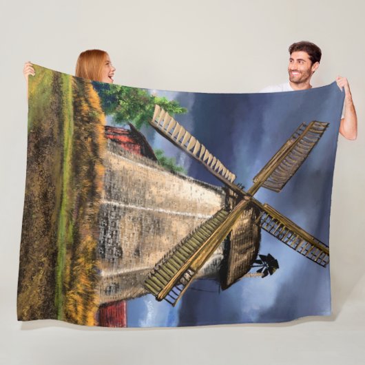 Landschap Windmill Fleece Blanket Gift (In situ)