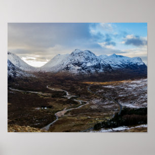 Landschap winter Lairig Gartain Glen Coe Scotland Poster