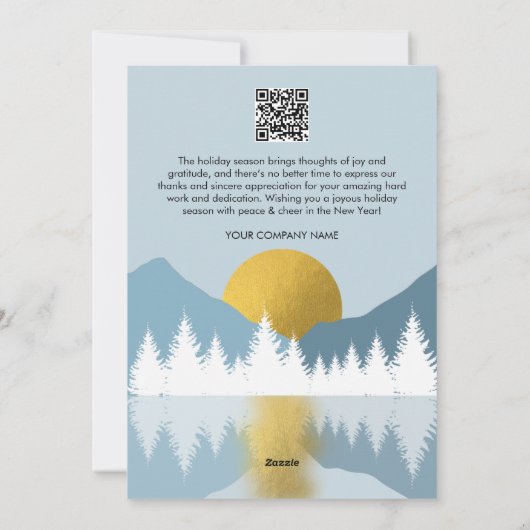 Landschap Winter Prettige feestdagen Business QR C Feestdagenkaart (Achterkant)