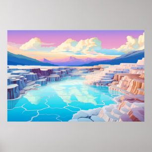 Landschap Winter Zonsondergang Landschap Natuur Poster