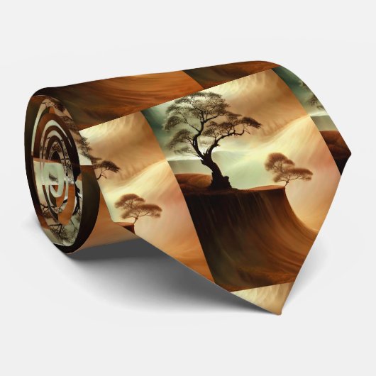 Landschap woestijnbomen stropdas (Opgerold)