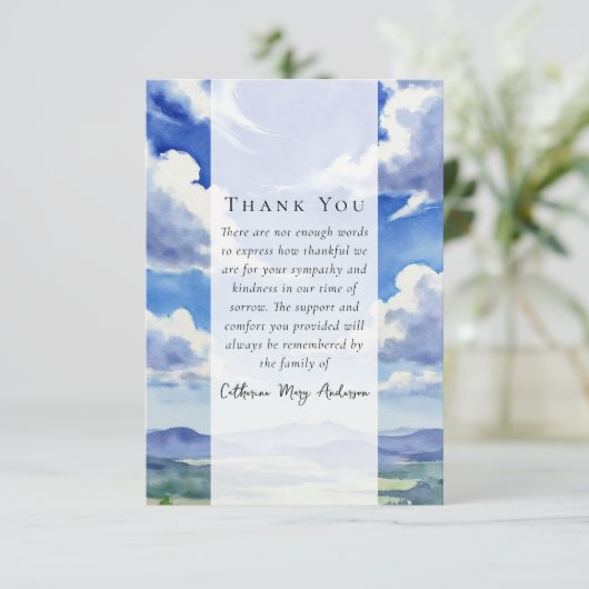 Landschap Wolken Foto Sympathy Begrafenismonument Bedankkaart (Staand voorkant)