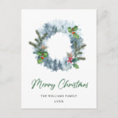 Landschap Wreater Kerstmis Holly Berry Holiday Briefkaart (Voorkant)