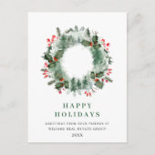 Landschap Wreath Holly Berry Pine Forest Kerstmis Briefkaart (Voorkant)
