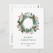 Landschap Wreath Holly Berry Pine Forest Kerstmis Briefkaart (Voorkant / Achterkant)