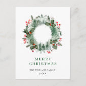 Landschap Wreath Holly Berry Pine Forest Kerstmis Briefkaart (Voorkant)
