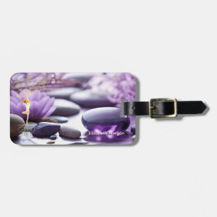 Landschap, Zen Stenen Lotus Paars Bagagelabel