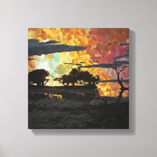 LANDSCHAP ZONSONDERGANG CANVAS AFDRUK (Voorkant)