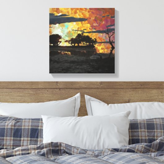 LANDSCHAP ZONSONDERGANG CANVAS AFDRUK (Insitu (Slaapkamer))