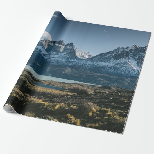 LANDSCHAPE FOTOGRAFIE VAN ZWARTE EN WITTE MOUNTAIN CADEAUPAPIER (Uitgerold)