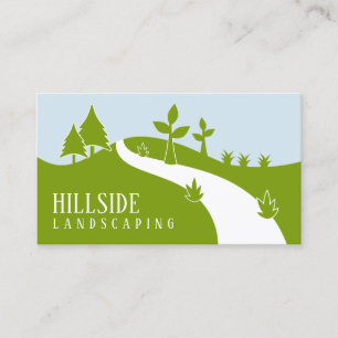 Landschappelijk landschapsontwerp met groene hills visitekaartje