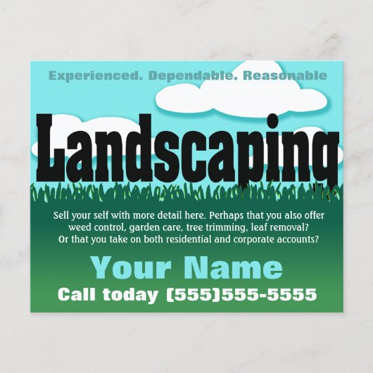 Landschappelijk ontwerp. Lawn service. Flyer (Voorkant)