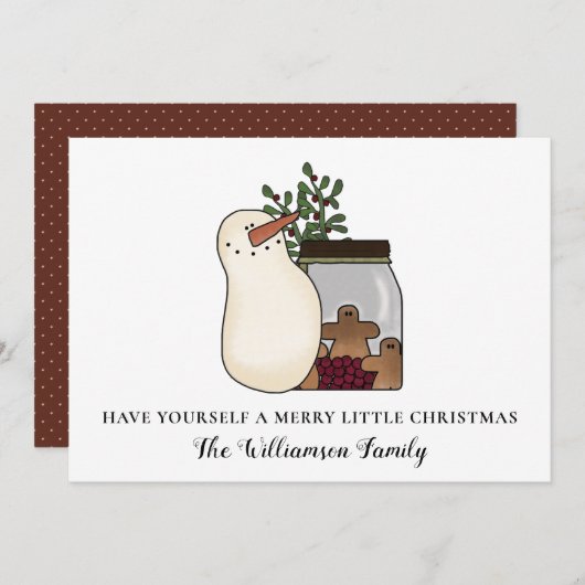 Landschappelijke Kerstman en Bessen Kerstkaart (Voorkant / Achterkant)