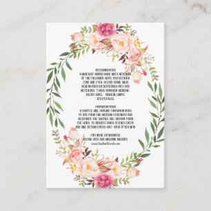 Landschappelijke Roze Blush Bloemige Bruiloft Deta Informatiekaartje