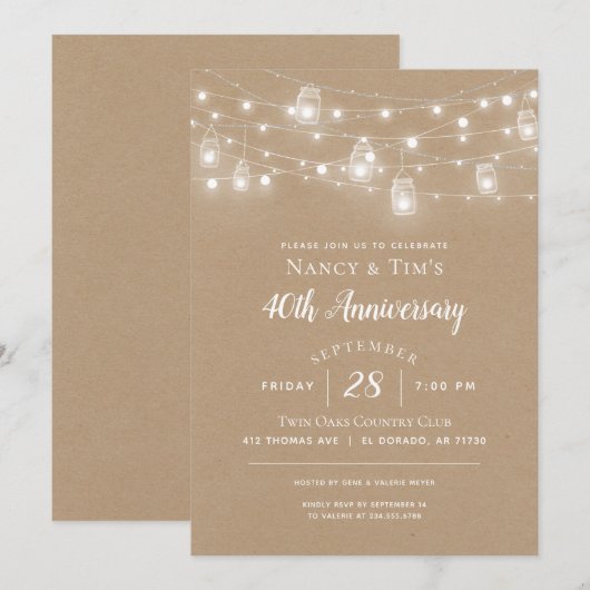 Landschappelijke snoerlampen uitnodiging voor jubi (Voorkant / Achterkant)