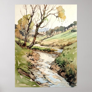 Landschappelijke Waterverf Poster