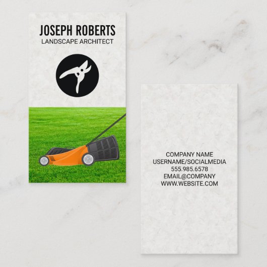 Landschapsarchitect | Grasmaaier | Heggeschaar Visitekaartje (Voorkant / Achterkant)