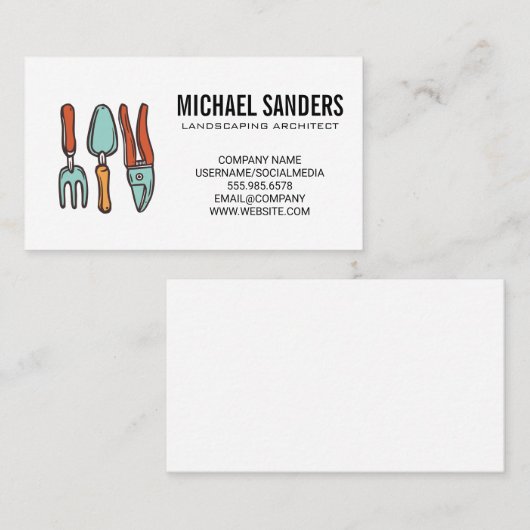 landschapsarchitect | tuingereedschap visitekaartje (Voorkant / Achterkant)