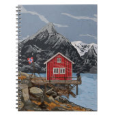 Landschapsbeeld Rorbu Lofoten Bergen Noorwegen Notitieboek (Voorkant)