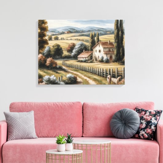 landschapsboerderij canvas afdruk (Insitu (Woonkamer))