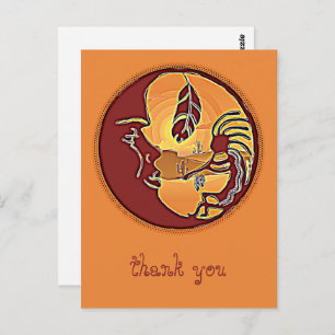 LandschapsButton - Kokopelli Moon Feather 1 Briefkaart
