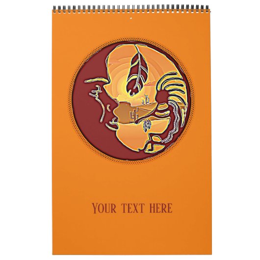 LandschapsButton - Kokopelli Moon Feather 1 Kalender (Hoes)