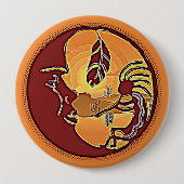 LandschapsButton - Kokopelli Moon Feather 1 Ronde Button 4,0 Cm (Voorkant)