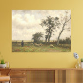 Landschapschaap en herder  beeldende kunst canvas afdruk (Insitu (Woonkamer))