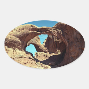 Landschapsfoto van Double Arch Desert Ovale Sticker
