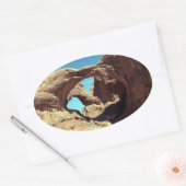 Landschapsfoto van Double Arch Desert Ovale Sticker (Envelop)