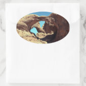 Landschapsfoto van Double Arch Desert Ovale Sticker (Tas)