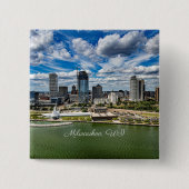 Landschapsfoto van Milwaukee, Wisconsin, Vierkante Button 5,1 Cm (Voorkant)