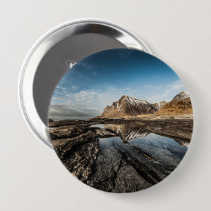 Landschapsfoto van Noorwegen Ronde Button 4,0 Cm