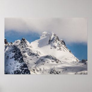 Landschapsfoto van Snowy Mountain Poster