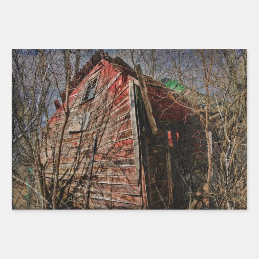 landschapshuis met roodbaars inpakpapier vel (Voorkant)