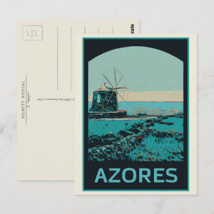 Landschapsillustratie van de Azoren Portugal Briefkaart