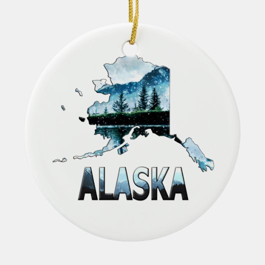 Landschapskaart voor Alaska Waterverf Keramisch Ornament (Voorkant)