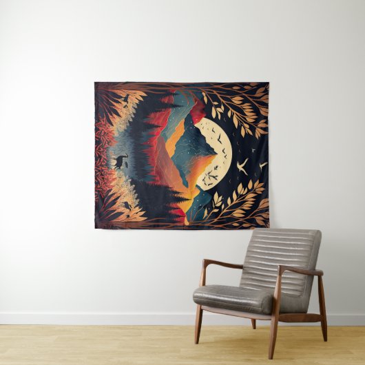 Landschapslandschap van de moon en de kleurrijke b wandkleed (In Situ (horizontaal))