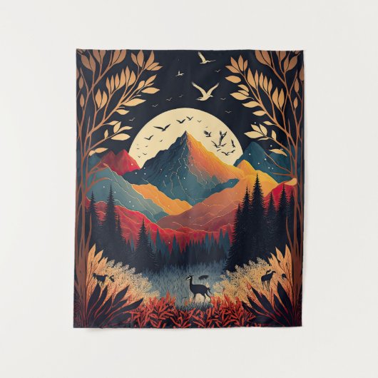Landschapslandschap van de moon en de kleurrijke b wandkleed (Voorkant)