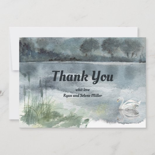 Landschapsmeer met zwanen bedankkaart (Voorkant)